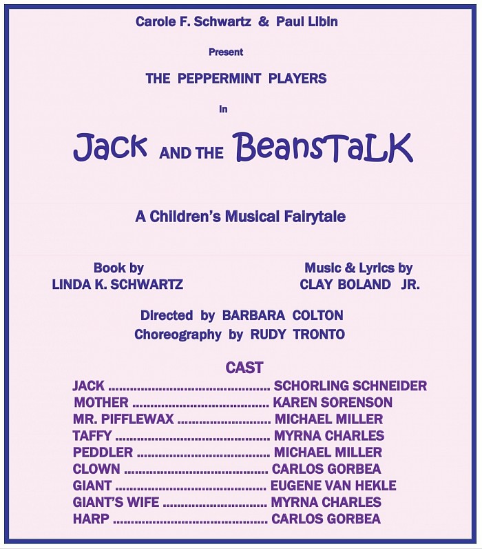 Peppermint Players, Jack & the Beanstalk playbill