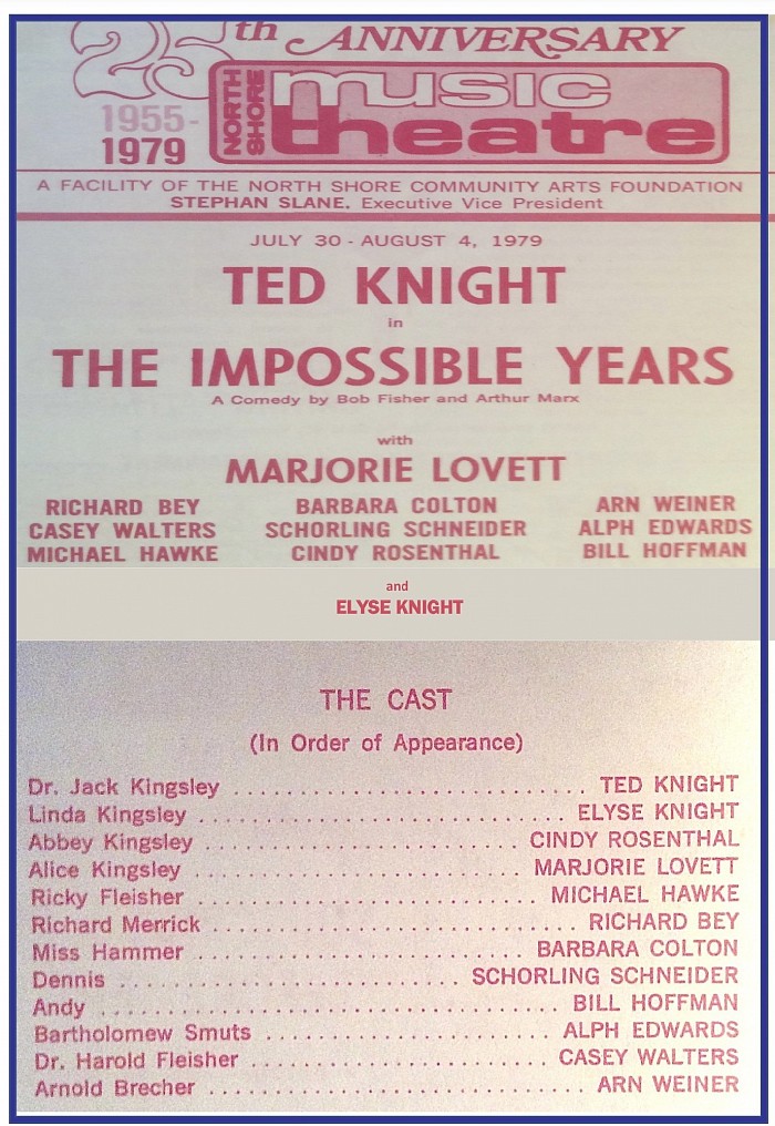 “The Impossible Years”. Ted Knight, Playbill, 1979