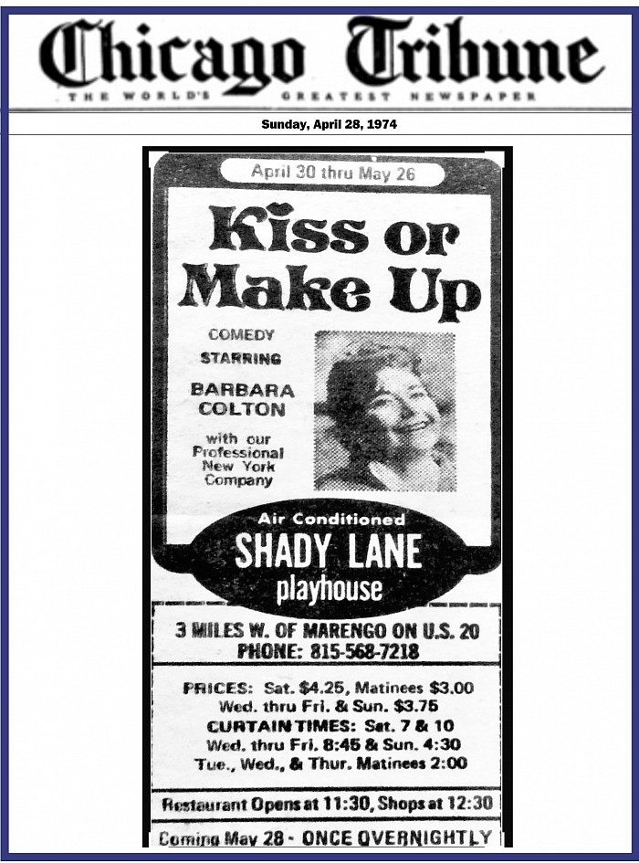 Shady Lane, “kiss or Make Up” ChicagoTrib Ad, 1974