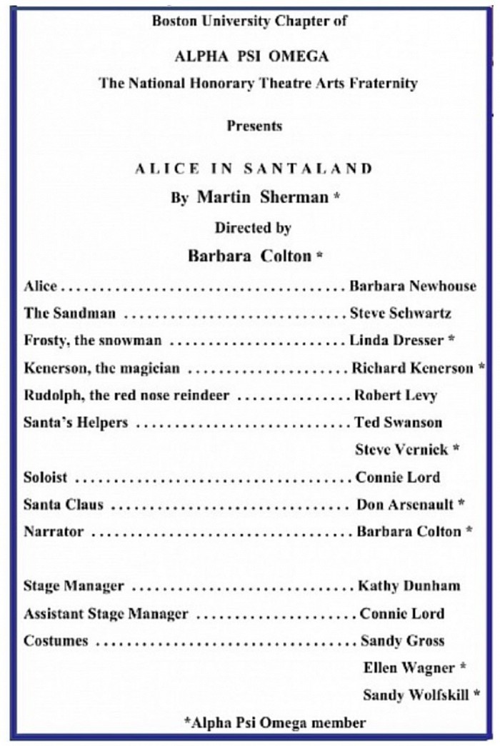 “Alice in Santaland”, Playbill, 1958 Tour