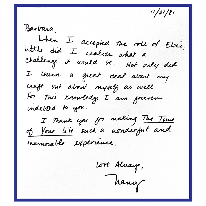 Note from Nancy Travis