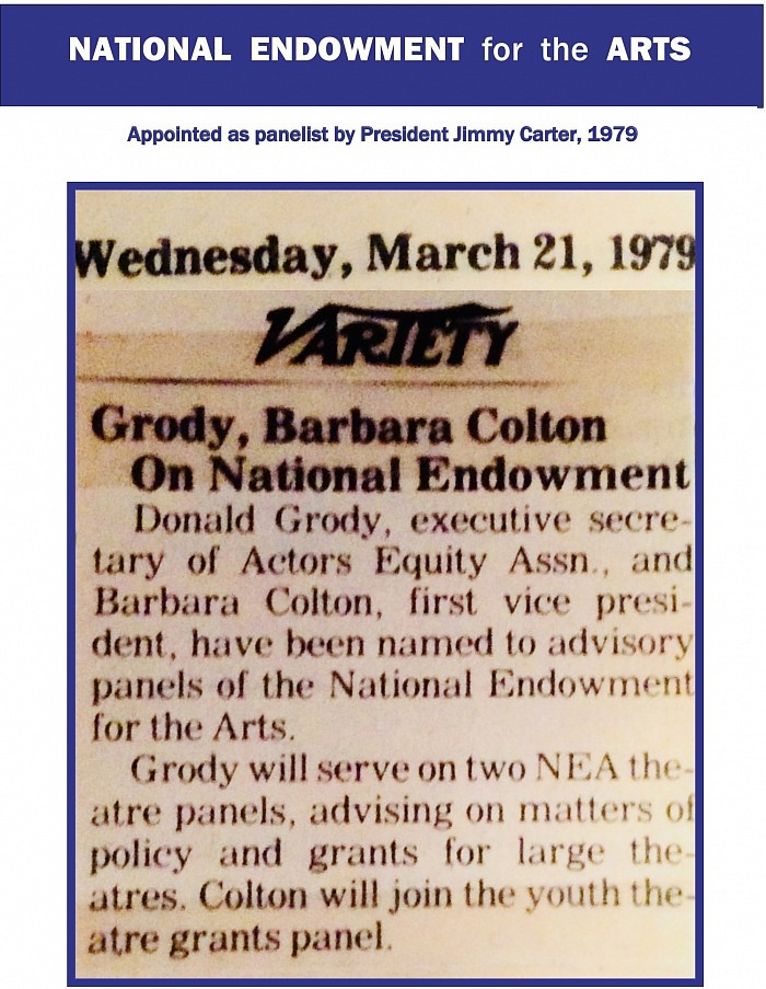 NEA appointment, VARIETY, March 21, 1979, Gerry Schoenfeld letter