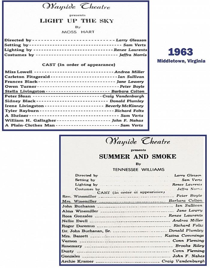 “LightUpTheSky”, “Summer&Smoke” playbills, Wayside, 1963