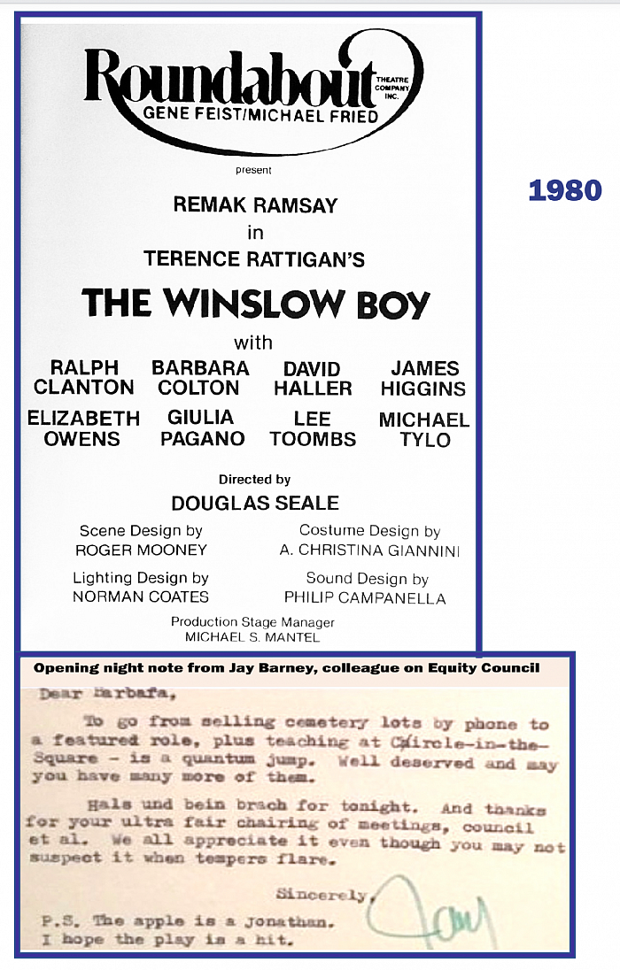 “”Winslow” playbill, JayBarneyNote, 1980