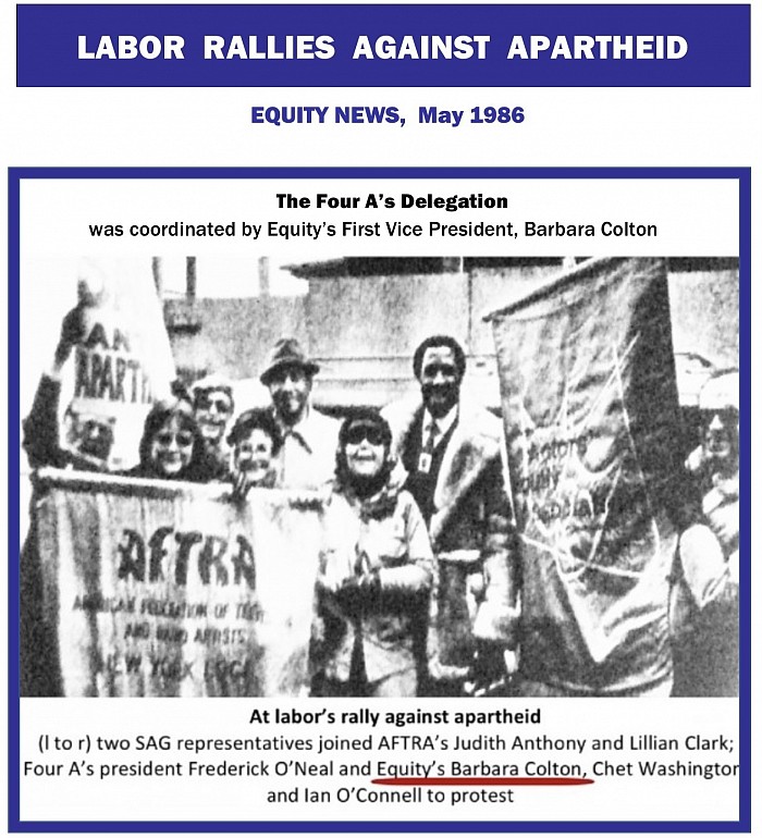 EQUITY NEWS - May, 1986, Labor rally, apartheid