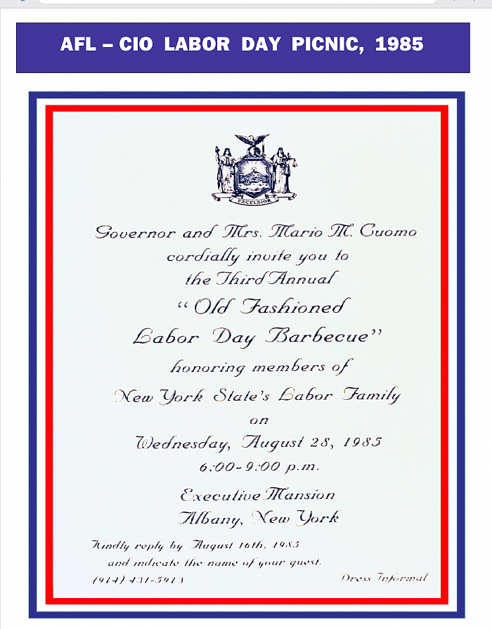 M.Cuomo invita. LaborDayPicnic, 1985