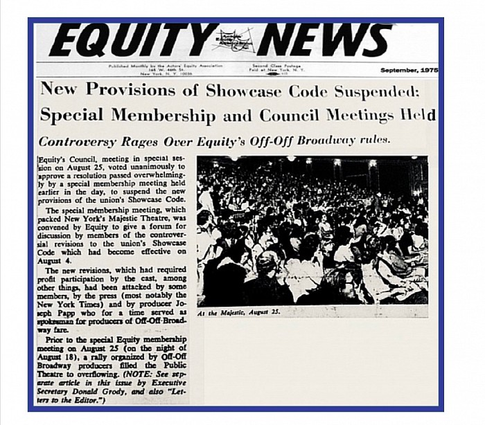 EQUITY NEWS, ShowcaseCode, MajesticTheatreMtging