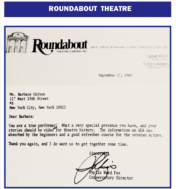 RoundaboutTheatre, 1984