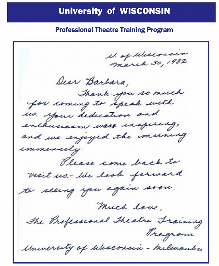 U.ofWisconsin,  ProfessionalTheatreTrainingProgram, 1982