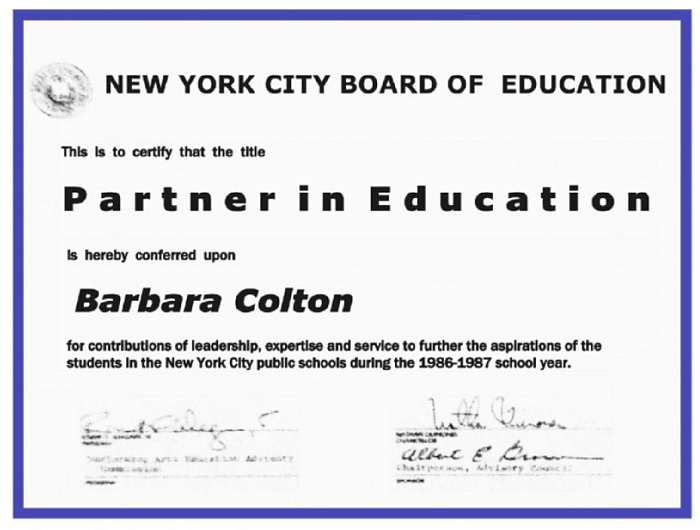 NYCBoardofEd, PartnerinEducationAward