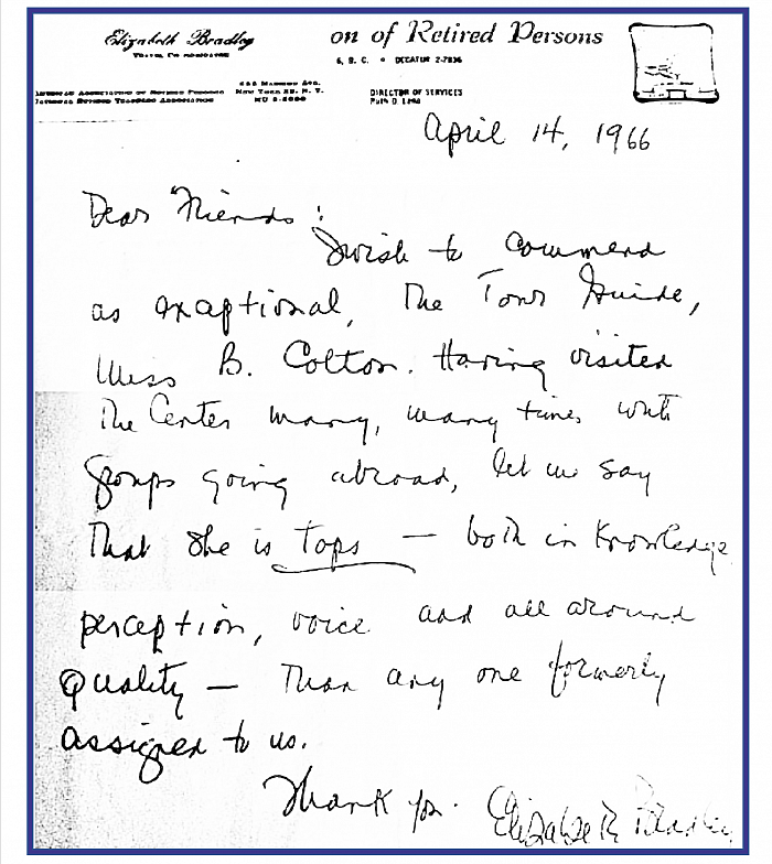 ElizabethBradley Ltr. Assn.ofRetiredPersons, 1966