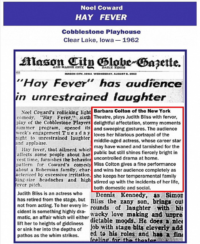 “HayFever” MasonCityGlobeGazette Cobblestone ClearLakeIowa 1962