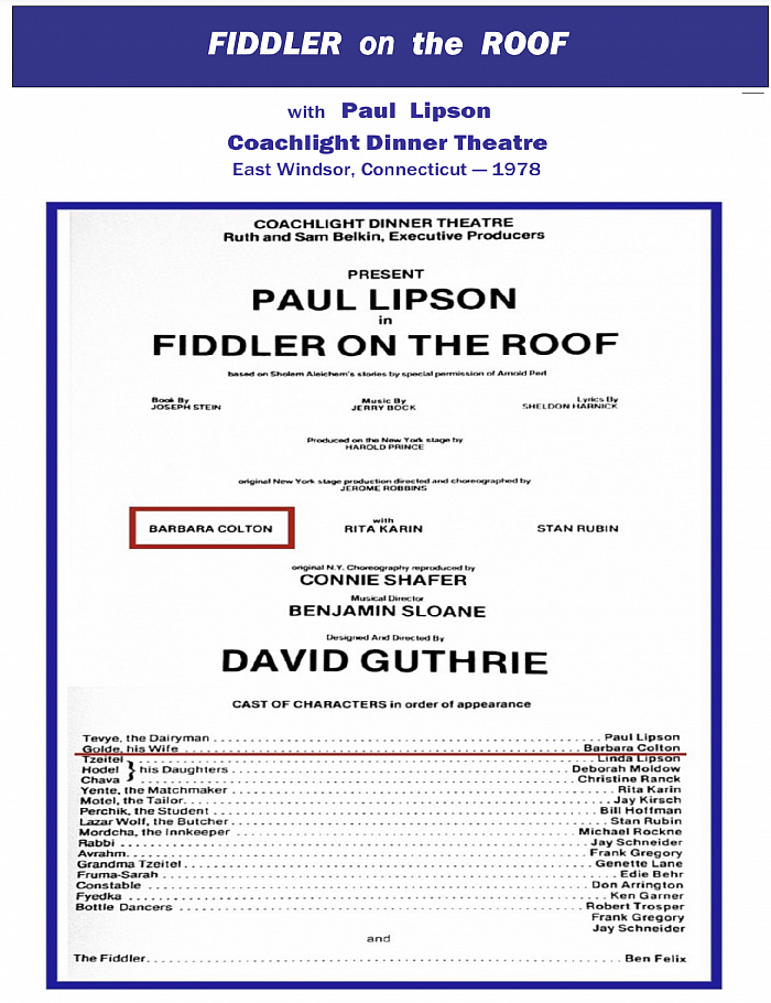 “Fiddler”, GoldePlaybillCoachlight, 1975