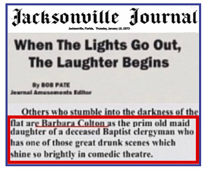 “BlackComedy”, MissFurnivalPress JacksonvilleJournal Alhambra, 1970