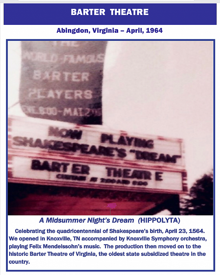 BarterTheatre, AbingdonVA, “AMidsummerNight’sDream” 1964