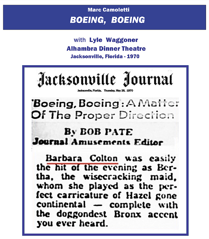 “BoeingBoeing”, BerthaPress, JacksonvilleJournal  Alhambra, 1970