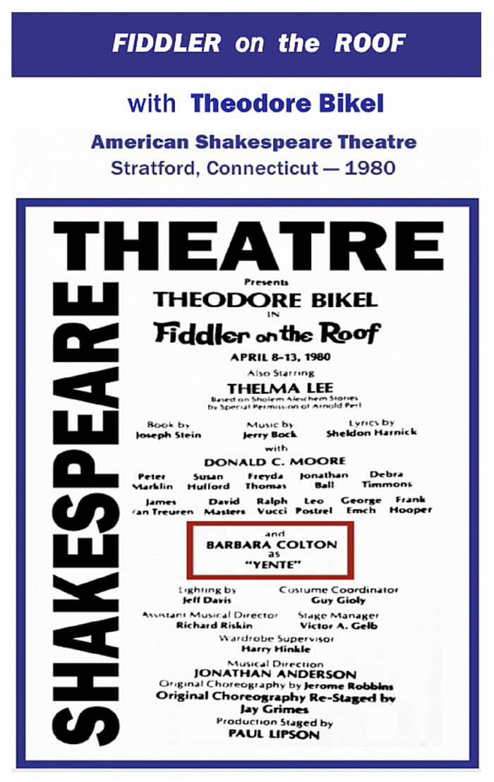 “Fiddler” TheoYente PlaybillStratford, 1980