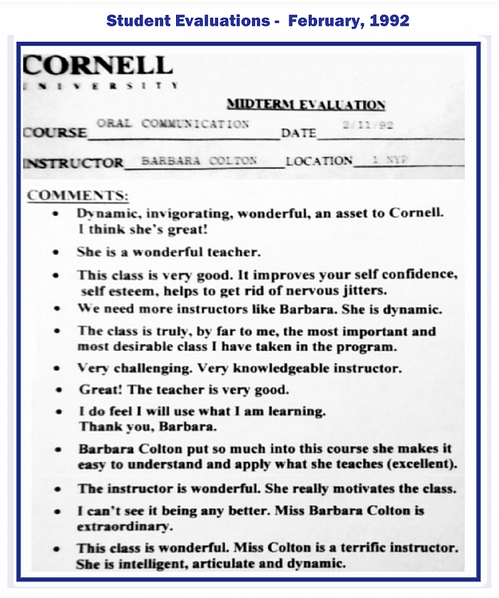 Cornell Univ. Student Evaluations, Feb.1992